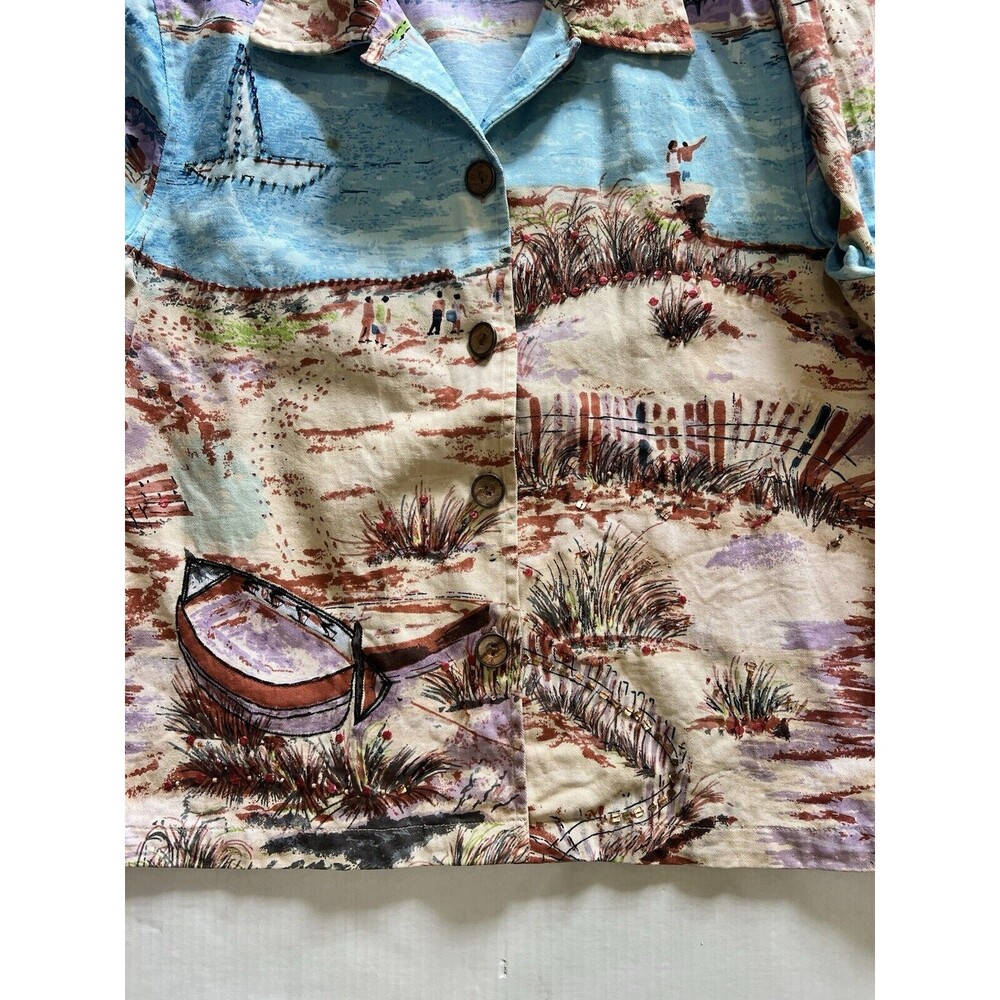 Vintage Life Style Art to Wear Womens Jacket Size L Beach Ocean Sailing Boho - Picture 5 of 14